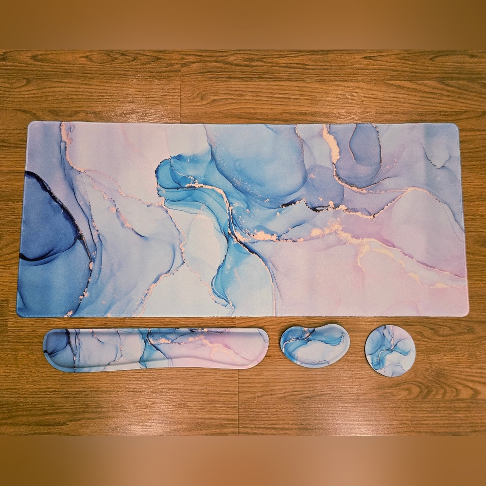 💻🖱 Blue Marble Desk Mat Set